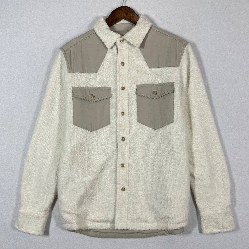 Flint & Tinder Huckberry Quilted Sherpa Overshirt Men‎ Small Snap Button Western